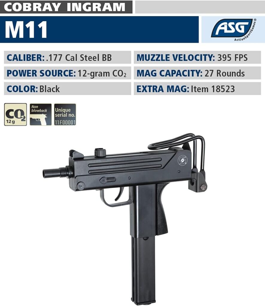 ASG Ingram/Cobray M11 .177 Caliber Steel BB Gun Air Pistol