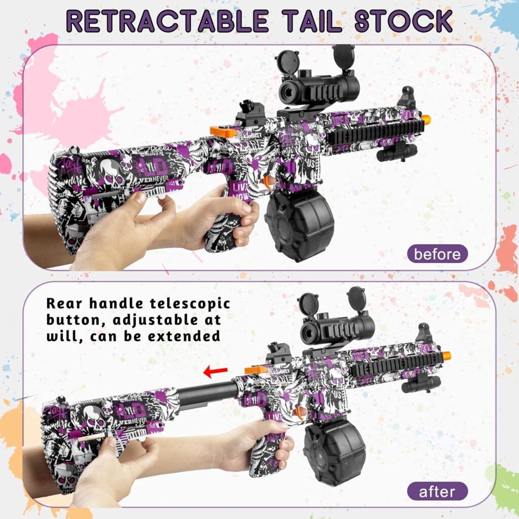 Coriardo Large Gel Splatter Blaster for Orbeez with Goggles and 50,000+ Gel Beads Suitable for Backyard Fun and Outdoor Team Shooting Games, Over 12+, unisex children, Purple : Toys  Games