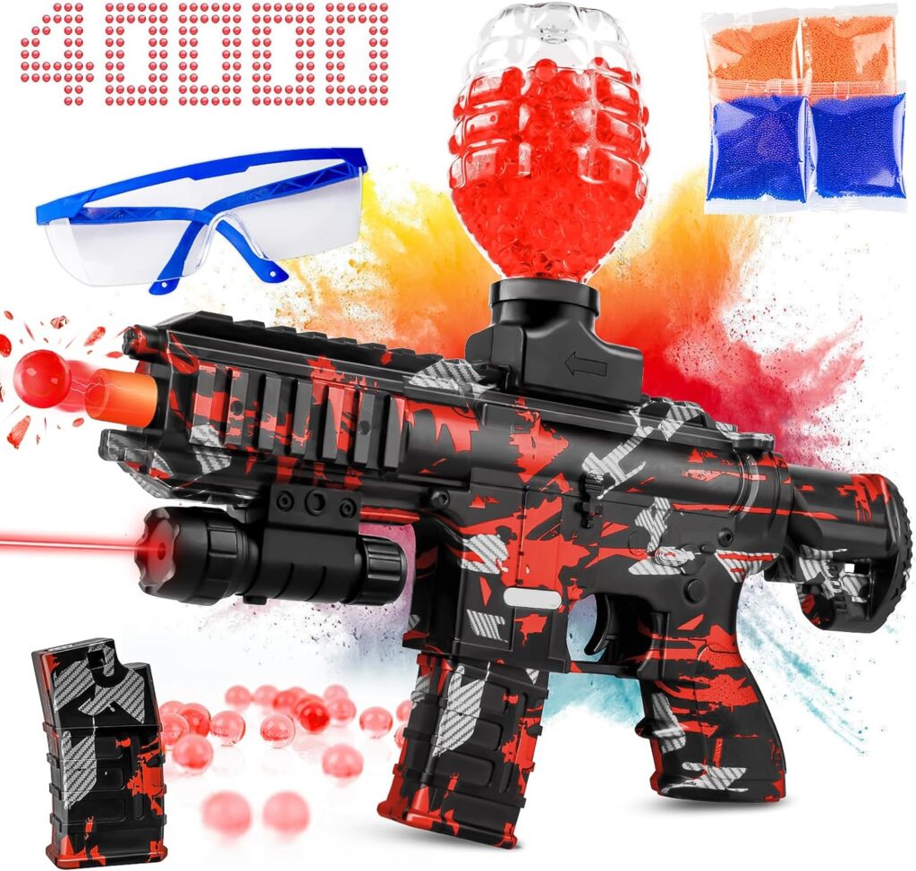 Gel Splatter Blaster for Orbeez M416 with Goggles and 40,000+ Gel Beads Suitable for Backyard Fun and Outdoor Team Shooting Games, Over 12+