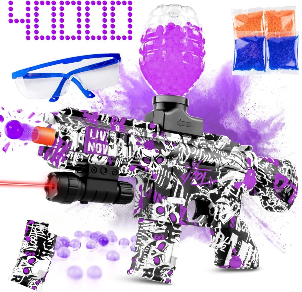 Gel Splatter Blaster for Orbeez M416 with Goggles and 40,000+ Gel Beads Suitable for Backyard Fun and Outdoor Team Shooting Games, Over 12+